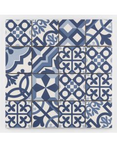 Baerwolf Patchwork KEG-14073 Vloertegel Mozaiek.31,8X31,8cm Blue 7mm Mat R10 F:7,7X7,7cm