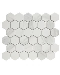 The Mosaic Factory Barcelona mozaïektegel 28.2X32.1cm Carrara White Mat (AMH13003) - Hexagon