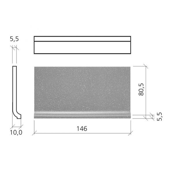 Mosa Global collection 76280DP815 Plint 7,5X15cm Pl. L.Warm Grey 5,5mm