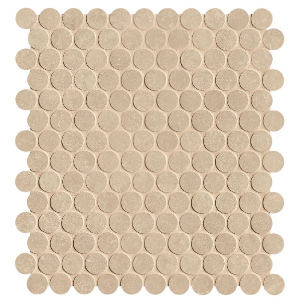 FAP Ceramiche Nobu Beige round mosaico 2,2cm rond op net van 29x32,5
