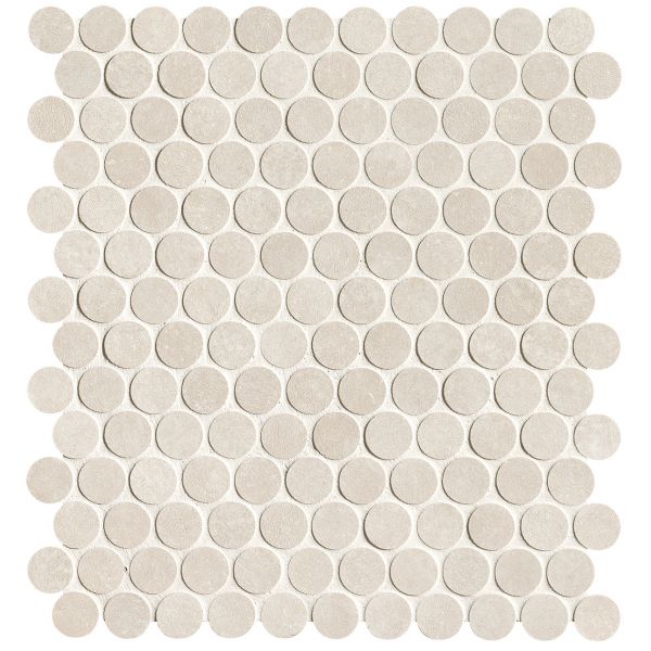 FAP Ceramiche Nobu White round mosaico 2,2cm rond op net van 29x32,5