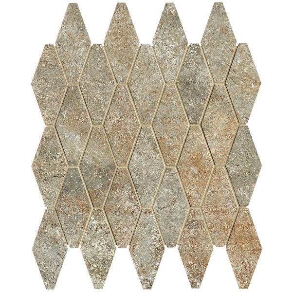 FAP Ceramiche Nobu Slate rombi mosaico 5x11,5 rond op net van 31x35,5