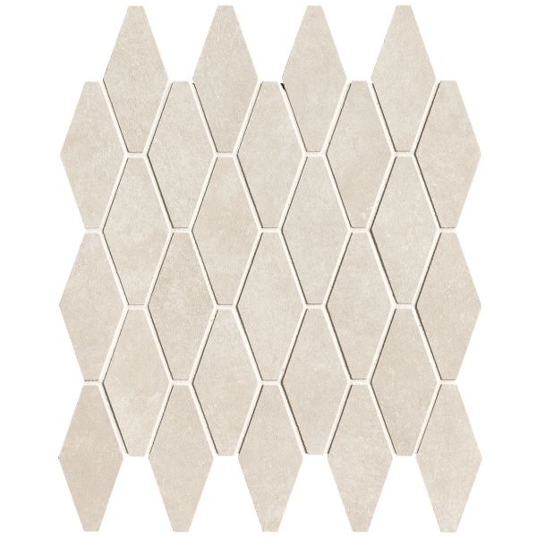FAP Ceramiche Nobu White rombi mosaico 5x11,5 rond op net van 31x35,5