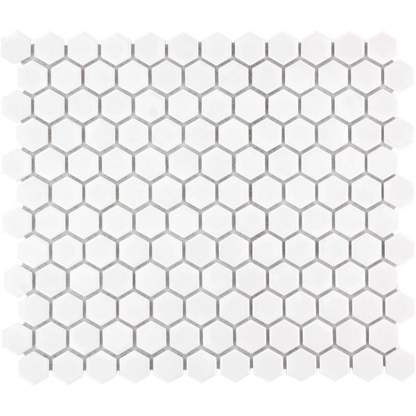 The Mosaic Factory Barcelona mozaïektegel 26X30cm Extra White Glans (AFH23051) - Hexagon