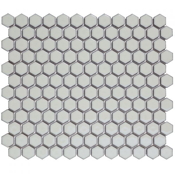 The Mosaic Factory Barcelona mozaïektegel 26X30cm Soft Grey with Edge Glans (AFH23330) - Hexagon