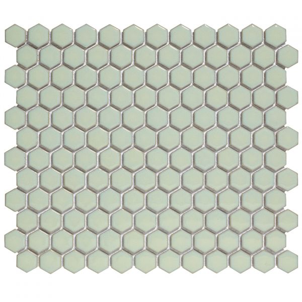 The Mosaic Factory Barcelona mozaïektegel 26X30cm Soft Green with Edge Glans (AFH23500) - Hexagon