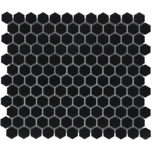 The Mosaic Factory Barcelona mozaïektegel 26X30cm Black Mat (AMH23317) - Hexagon