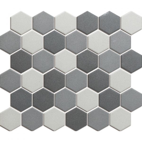 The Mosaic Factory London mozaïektegel 28.2X32.1cm Dark Grey mix Mat (LOH10MIX1) - Hexagon