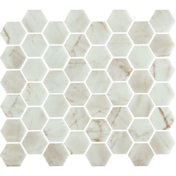 The Mosaic Factory Valencia mozaïektegel 27.6X32.9cm Bianco Marble Print Mat (VAL10M) - Hexagon